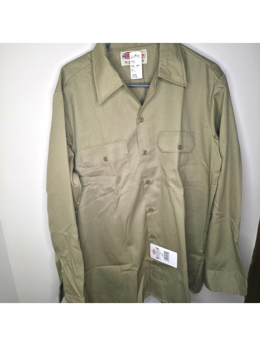 Vintage Dickies 575KH Work Shirt NWT Khaki 16-16.5 34/35 Deadstock Y2K